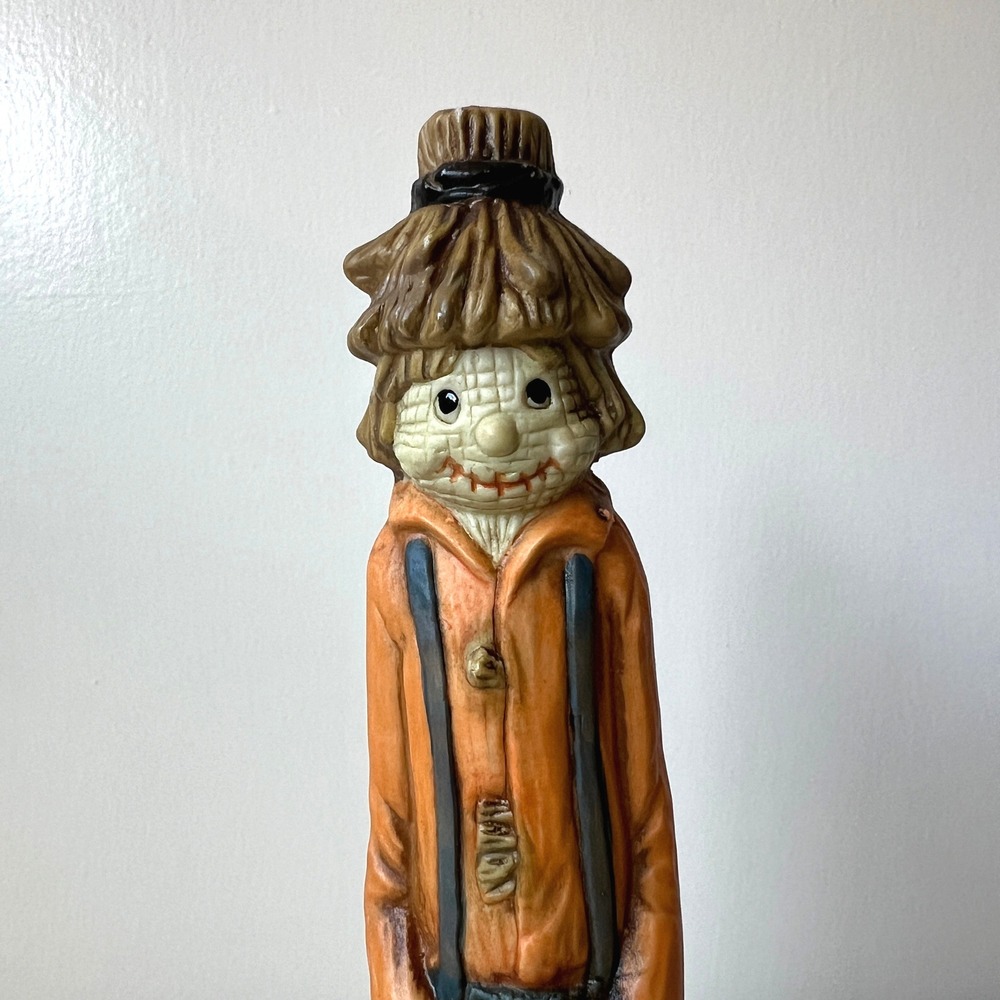Vintage Scarecrow Pencil Figure Resin Figurine Corn Harvest Fall Decor 11.25"